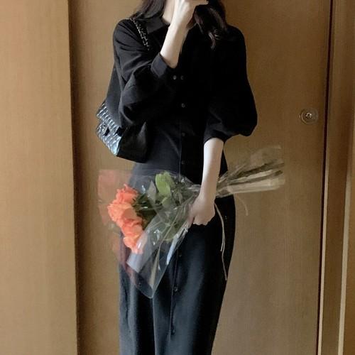 ランタンスリーブスリムワンピース 4378-画像12-韓国ファッション通販POPREA［ポップリア］