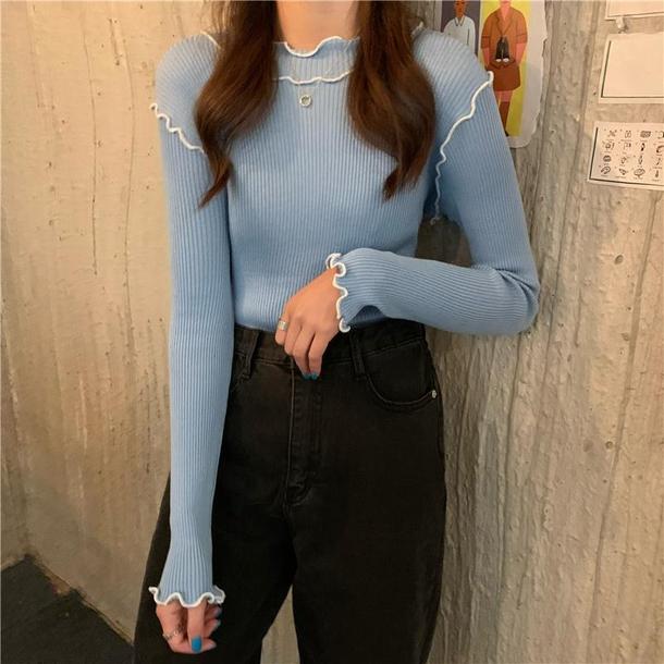 ハーフハイネックフリルニット 4141-画像12-韓国ファッション通販POPREA［ポップリア］