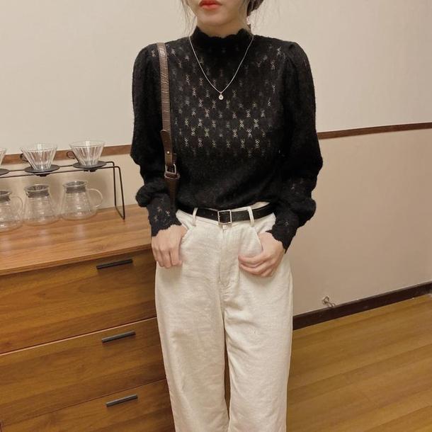 ハイカラーレーストップス 4112-画像12-韓国ファッション通販POPREA［ポップリア］