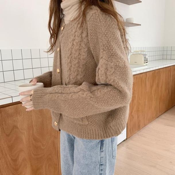 ニットラウンドネックカーディガン 4055-画像13-韓国ファッション通販POPREA［ポップリア］