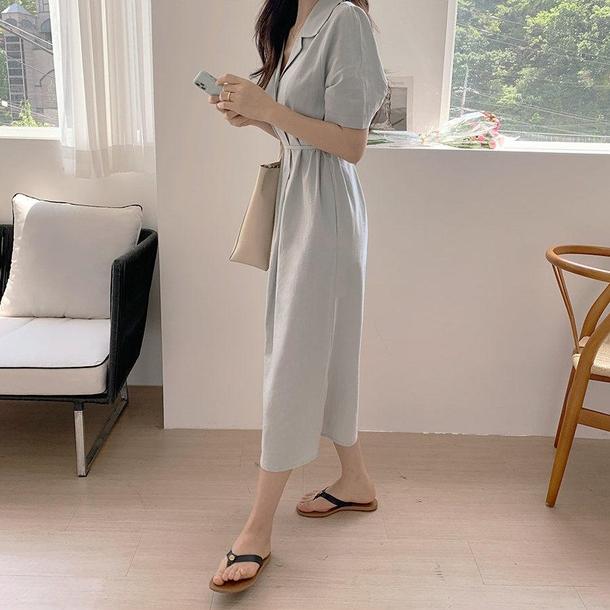 オープンカラーワンピース 4535-画像13-韓国ファッション通販POPREA［ポップリア］