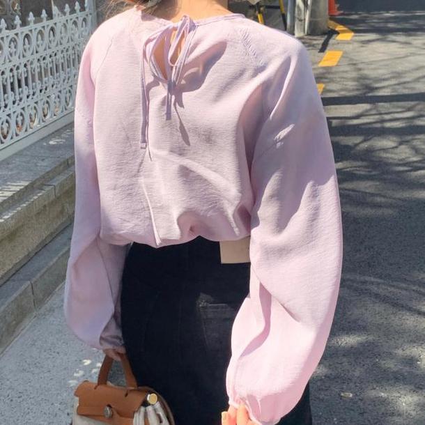 ラウンドネックランタンスリーブトップス 4444-画像13-韓国ファッション通販POPREA［ポップリア］