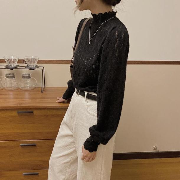 ハイカラーレーストップス 4112-画像13-韓国ファッション通販POPREA［ポップリア］