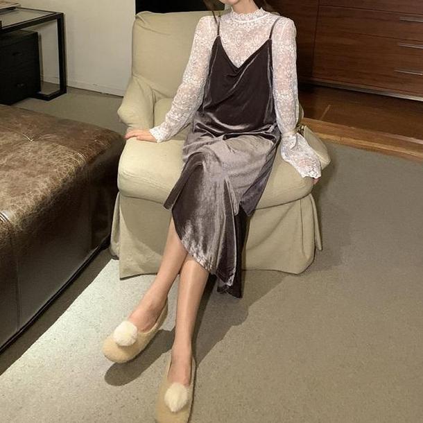 ベロアマーメイドキャミワンピ 4085-画像13-韓国ファッション通販POPREA［ポップリア］