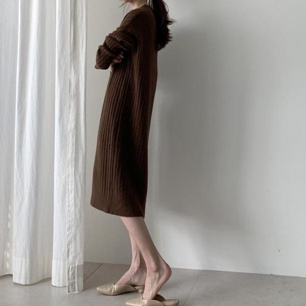 Vネックストレートニットワンピ 4166-画像13-韓国ファッション通販POPREA［ポップリア］