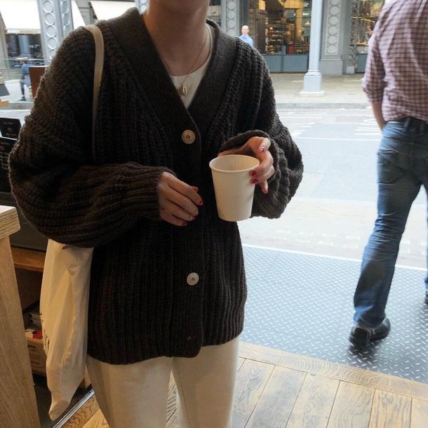 ルーズパフスリーブカーディガン 3946-画像13-韓国ファッション通販POPREA［ポップリア］