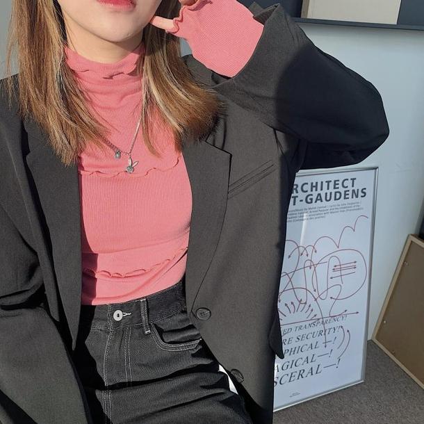 ウェーブフリルハイネックトップス 4404-画像14-韓国ファッション通販POPREA［ポップリア］