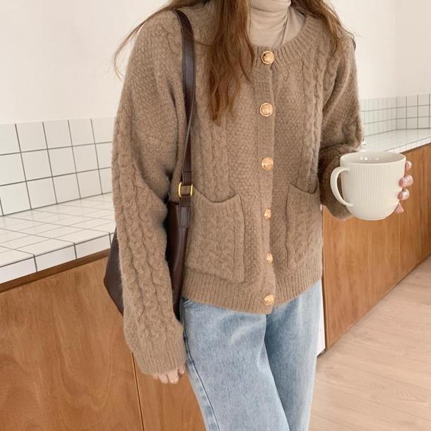 ニットラウンドネックカーディガン 4055-画像14-韓国ファッション通販POPREA［ポップリア］