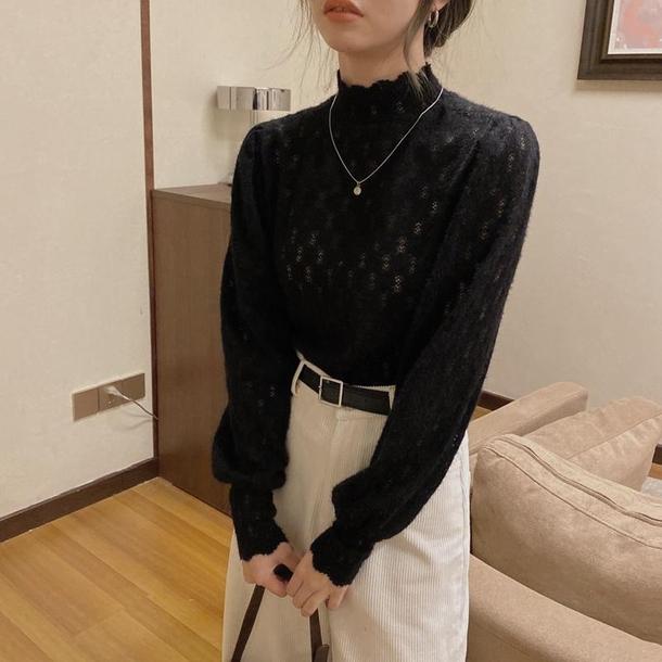 ハイカラーレーストップス 4112-画像14-韓国ファッション通販POPREA［ポップリア］