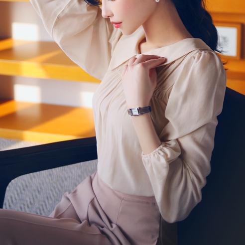 シフォン長袖プリーツシャツ 4395-画像14-韓国ファッション通販POPREA［ポップリア］