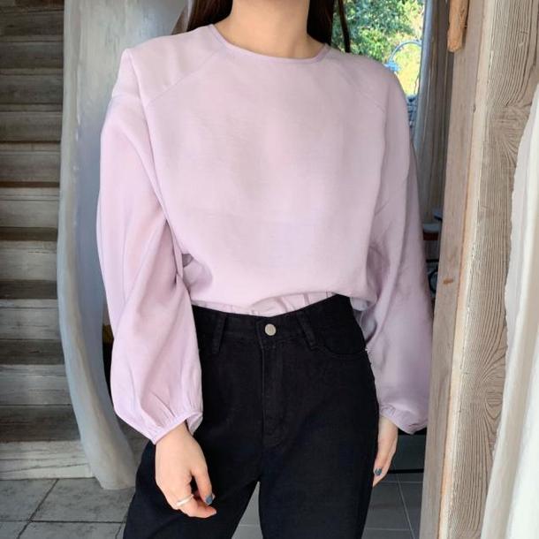 ラウンドネックランタンスリーブトップス 4444-画像14-韓国ファッション通販POPREA［ポップリア］