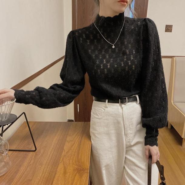 ハイカラーレーストップス 4112-画像15-韓国ファッション通販POPREA［ポップリア］