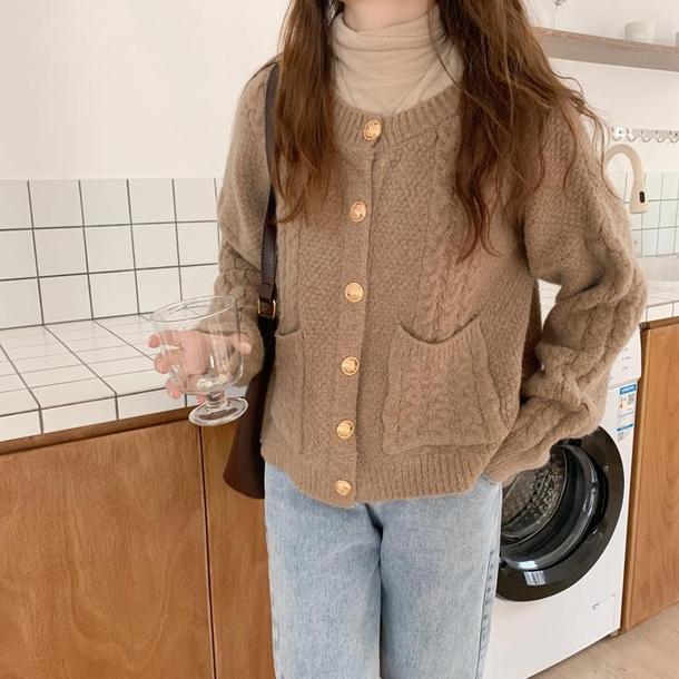 ニットラウンドネックカーディガン 4055-画像16-韓国ファッション通販POPREA［ポップリア］