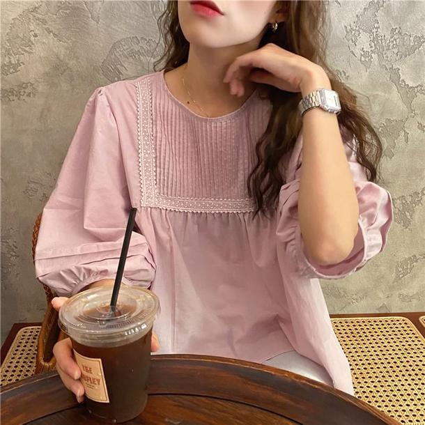 ラウンドネックプリーツブラウス 4534-画像17-韓国ファッション通販POPREA［ポップリア］