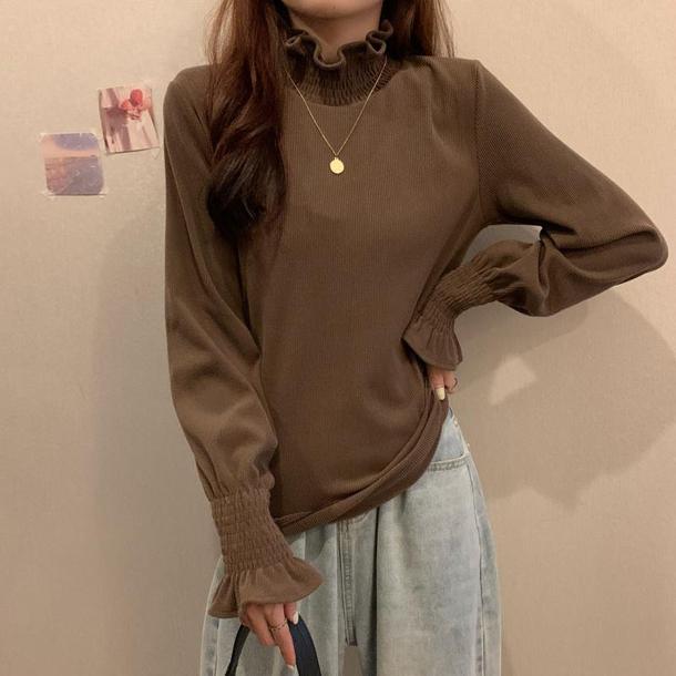 フリルフレアスリーブシャツ 4221-画像17-韓国ファッション通販POPREA［ポップリア］