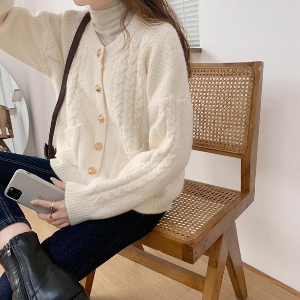 ニットラウンドネックカーディガン 4055-画像17-韓国ファッション通販POPREA［ポップリア］