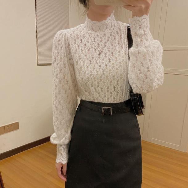 ハイカラーレーストップス 4112-画像18-韓国ファッション通販POPREA［ポップリア］