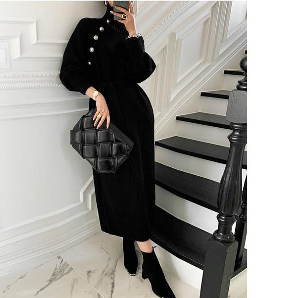 斜めボタンニットセータードレス 4244-画像18-韓国ファッション通販POPREA［ポップリア］