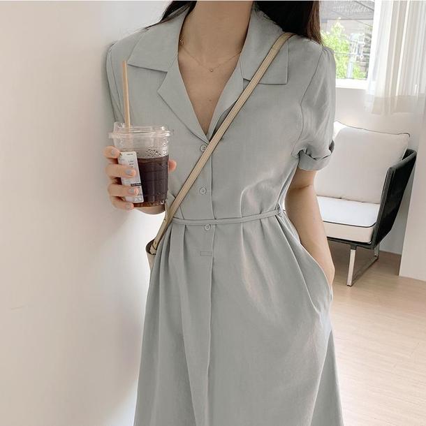 オープンカラーワンピース 4535-画像18-韓国ファッション通販POPREA［ポップリア］