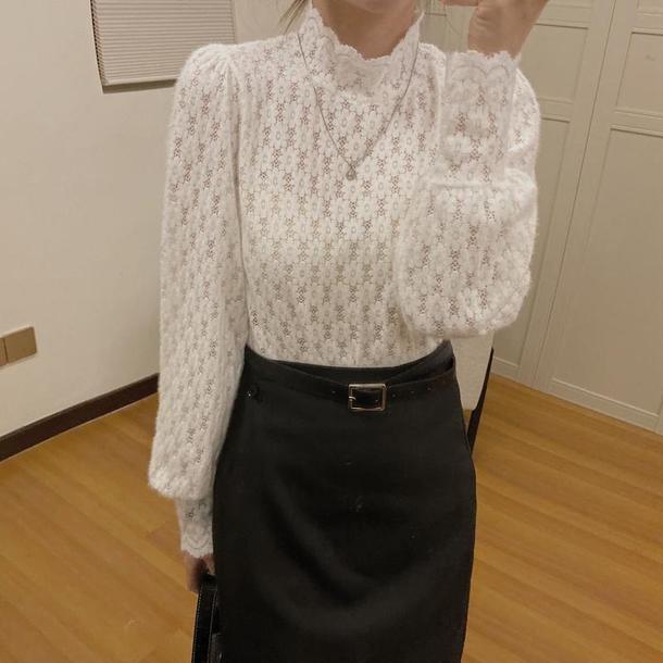 ハイカラーレーストップス 4112-画像19-韓国ファッション通販POPREA［ポップリア］