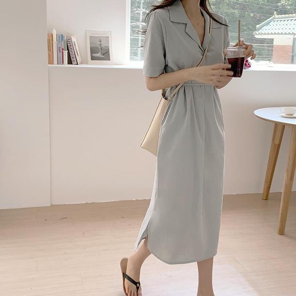 オープンカラーワンピース 4535-画像20-韓国ファッション通販POPREA［ポップリア］