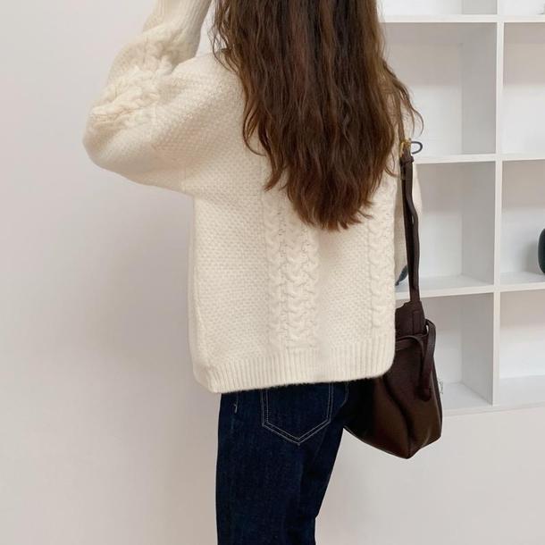 ニットラウンドネックカーディガン 4055-画像20-韓国ファッション通販POPREA［ポップリア］