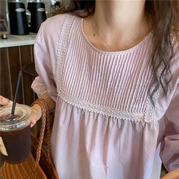 ラウンドネックプリーツブラウス 4534-画像20-韓国ファッション通販POPREA［ポップリア］