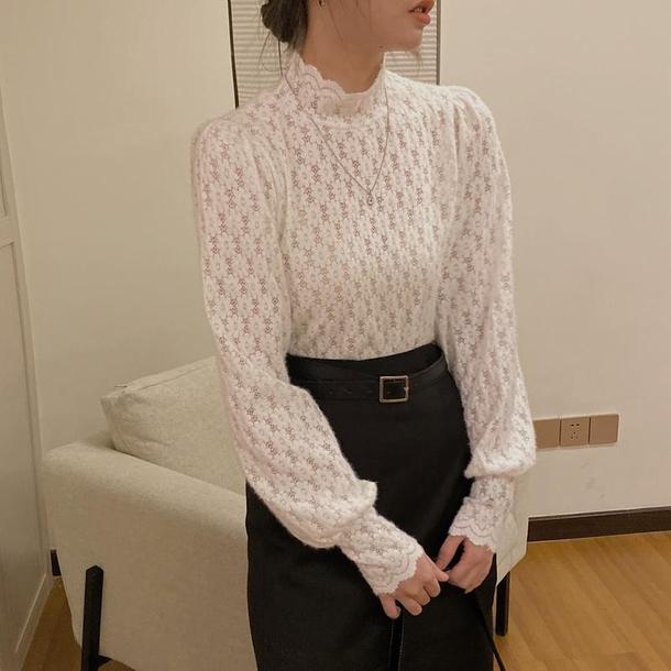 ハイカラーレーストップス 4112-画像20-韓国ファッション通販POPREA［ポップリア］