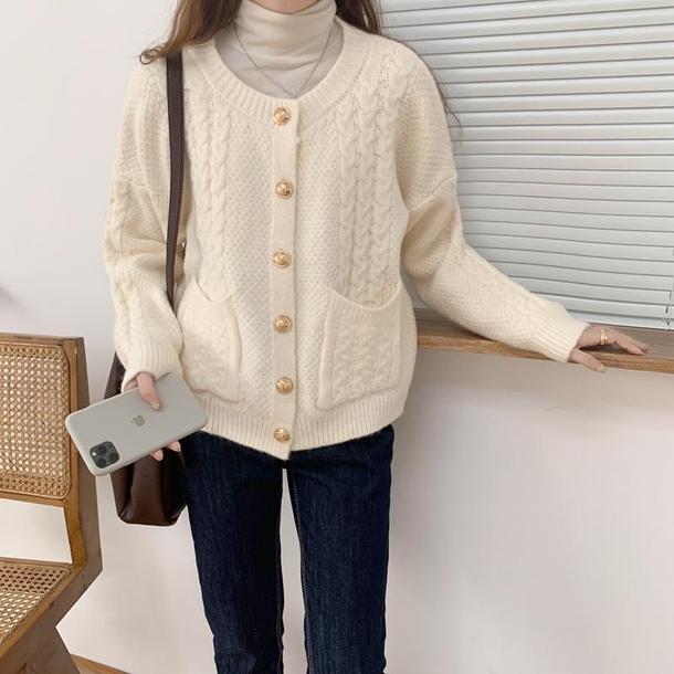 ニットラウンドネックカーディガン 4055-画像21-韓国ファッション通販POPREA［ポップリア］