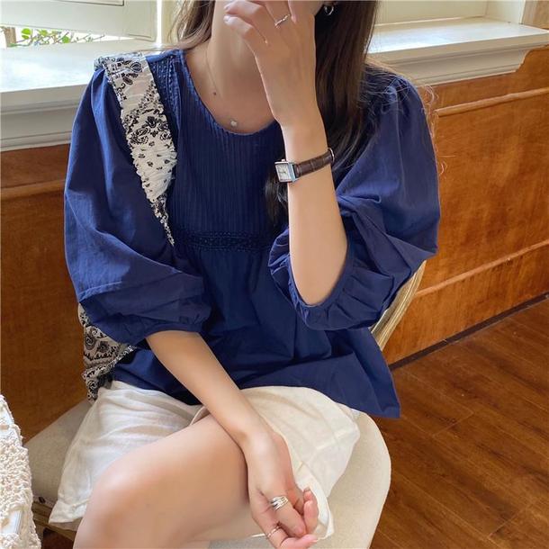 ラウンドネックプリーツブラウス 4534-画像21-韓国ファッション通販POPREA［ポップリア］