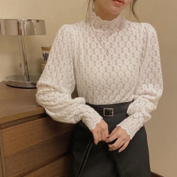 ハイカラーレーストップス 4112-画像22-韓国ファッション通販POPREA［ポップリア］