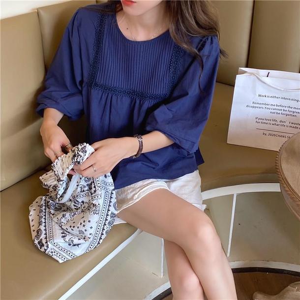 ラウンドネックプリーツブラウス 4534-画像23-韓国ファッション通販POPREA［ポップリア］