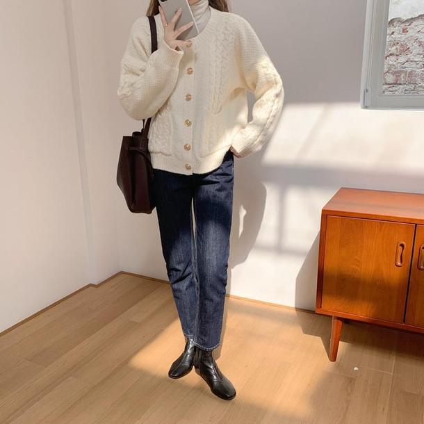 ニットラウンドネックカーディガン 4055-画像23-韓国ファッション通販POPREA［ポップリア］