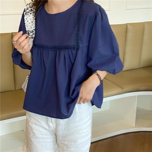 ラウンドネックプリーツブラウス 4534-画像25-韓国ファッション通販POPREA［ポップリア］