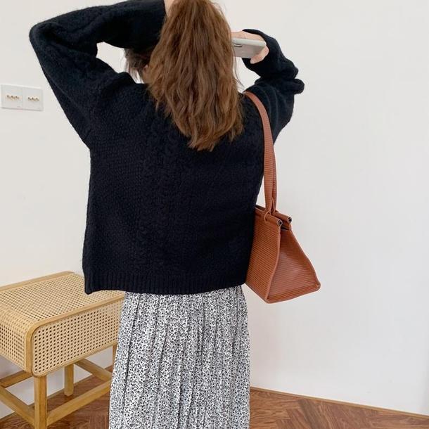 ニットラウンドネックカーディガン 4055-画像26-韓国ファッション通販POPREA［ポップリア］