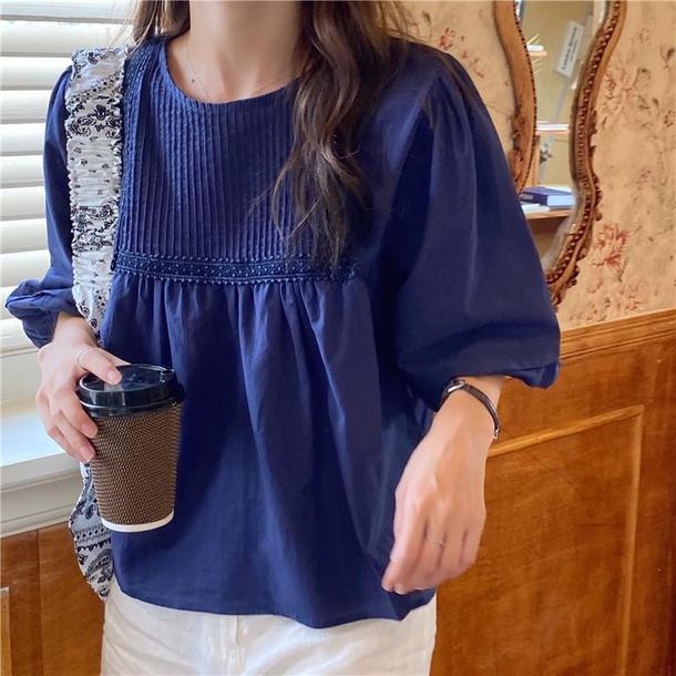 ラウンドネックプリーツブラウス 4534-画像28-韓国ファッション通販POPREA［ポップリア］