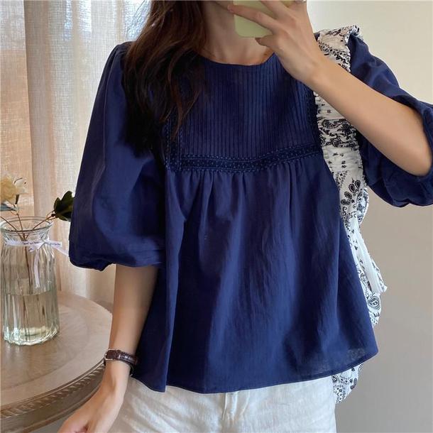 ラウンドネックプリーツブラウス 4534-画像29-韓国ファッション通販POPREA［ポップリア］