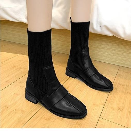 リブソックスショートブーツ 4083-画像2-韓国ファッション通販POPREA［ポップリア］