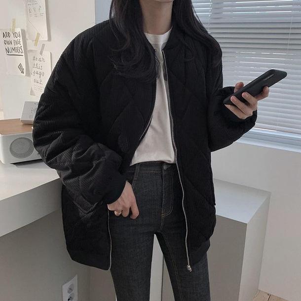 コーデュロイベーシックブルゾン 4052-画像2-韓国ファッション通販POPREA［ポップリア］