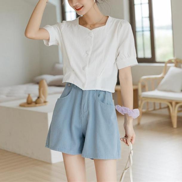 ハートネックショートトップス 4573-画像2-韓国ファッション通販POPREA［ポップリア］