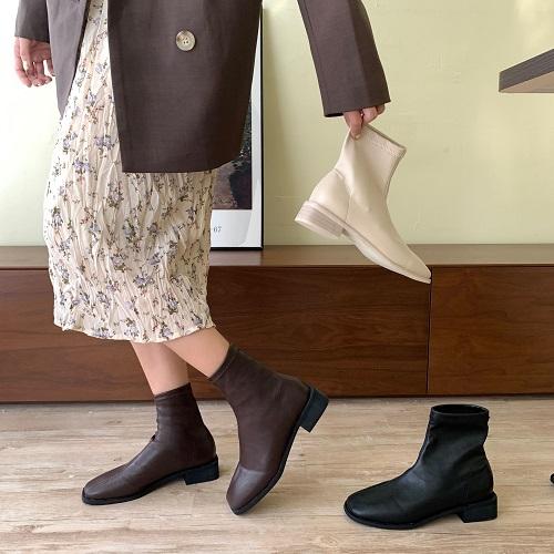 スクエアトゥショートブーツ 4183-画像2-韓国ファッション通販POPREA［ポップリア］