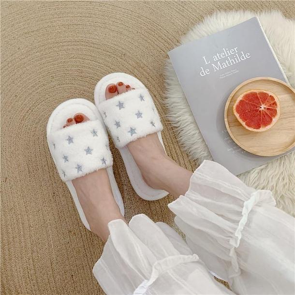 ふわふわ星柄スリッパ 3506-画像2-韓国ファッション通販POPREA［ポップリア］