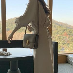 ランタンスリーブスリムワンピース 4378-画像2-韓国ファッション通販POPREA［ポップリア］