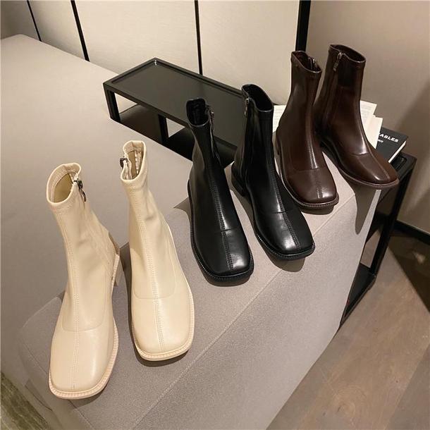 ソフトエコレザーショートブーツ 3859-画像2-韓国ファッション通販POPREA［ポップリア］