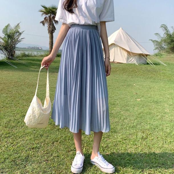 ロングプリーツスカート 4566-画像2-韓国ファッション通販POPREA［ポップリア］