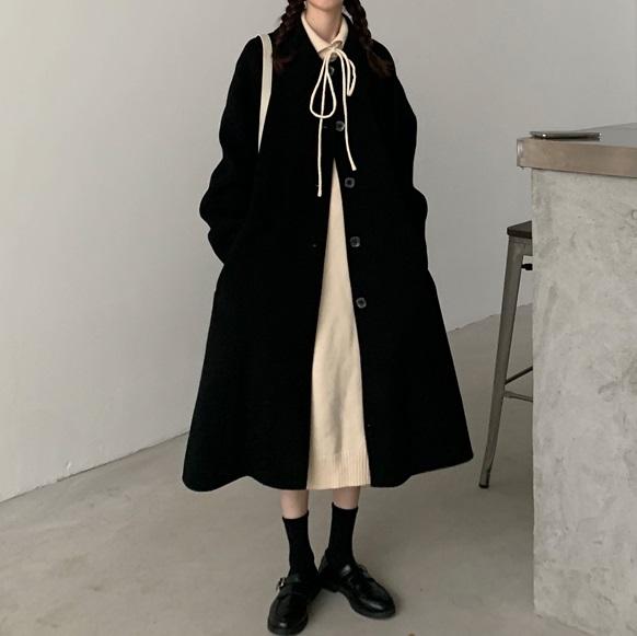 ウールライクAラインロングコート 3906-画像2-韓国ファッション通販POPREA［ポップリア］