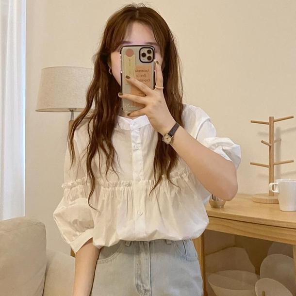 スモールレースステッチブラウス 4589-画像2-韓国ファッション通販POPREA［ポップリア］