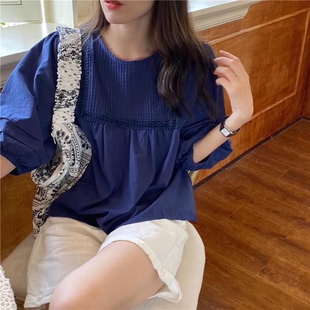 ラウンドネックプリーツブラウス 4534-画像30-韓国ファッション通販POPREA［ポップリア］