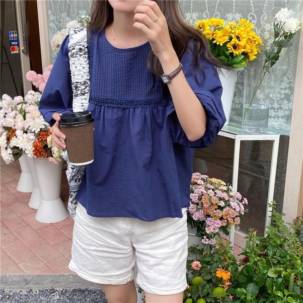 ラウンドネックプリーツブラウス 4534-画像31-韓国ファッション通販POPREA［ポップリア］