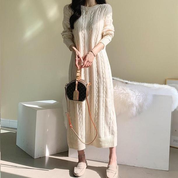 ツイストニットロングドレス 4137-画像3-韓国ファッション通販POPREA［ポップリア］